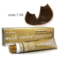 Vopsea de par fara amoniac Kleral Milk Color 7.39 Tobacco Blonde 100ml