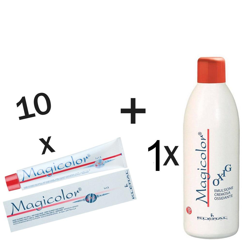 Pachet 10 vopsele Par Kleral  Magicolor +1 oxidant Magicolor 1000ml